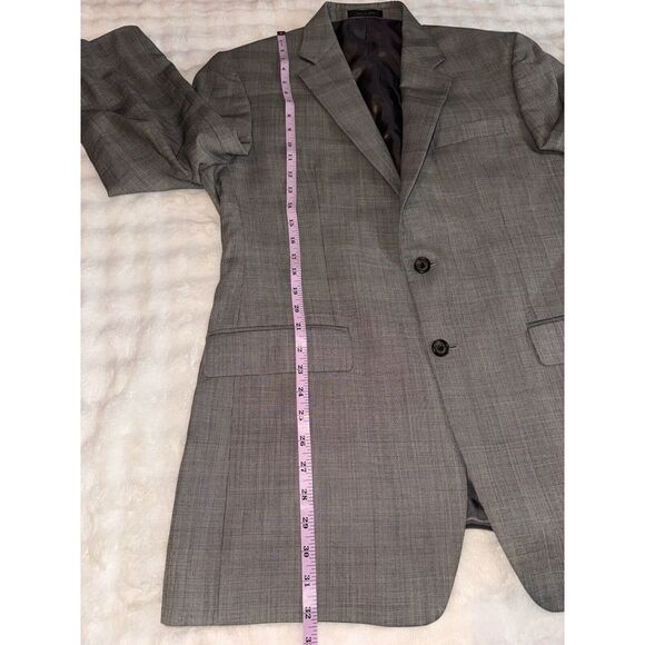 Lauren Ralph Lauren Blazer Men 41R Gray Plaid 2 Button Sport Coat Silk 100% Wool - Picture 3 of 8